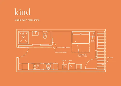 Floor plan Kind DT Studio w/Mezzanine