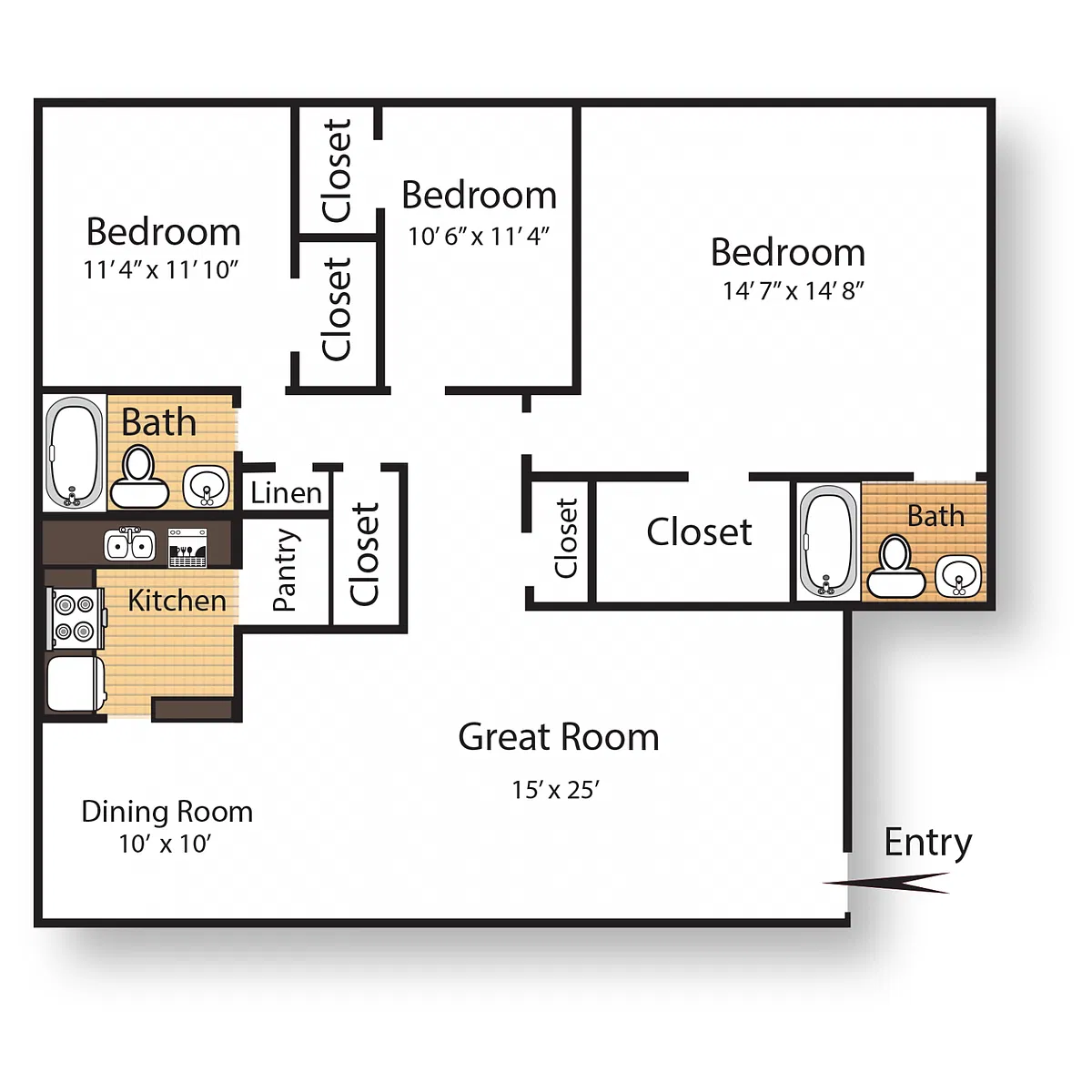 Floor plan Three Bedroom