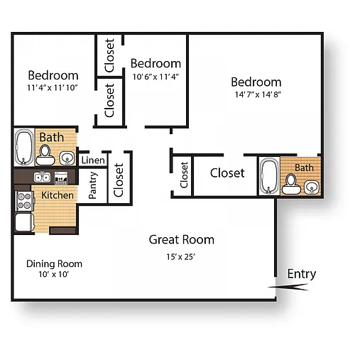 Floor plan Three Bedroom