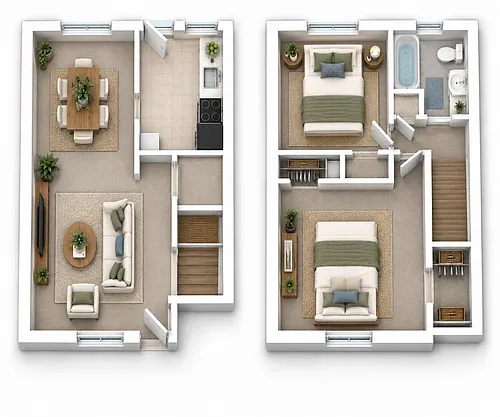 Floor plan 2 Bedroom Townhome