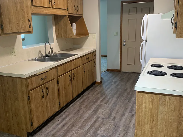 View of kitchen from eat-in dining area