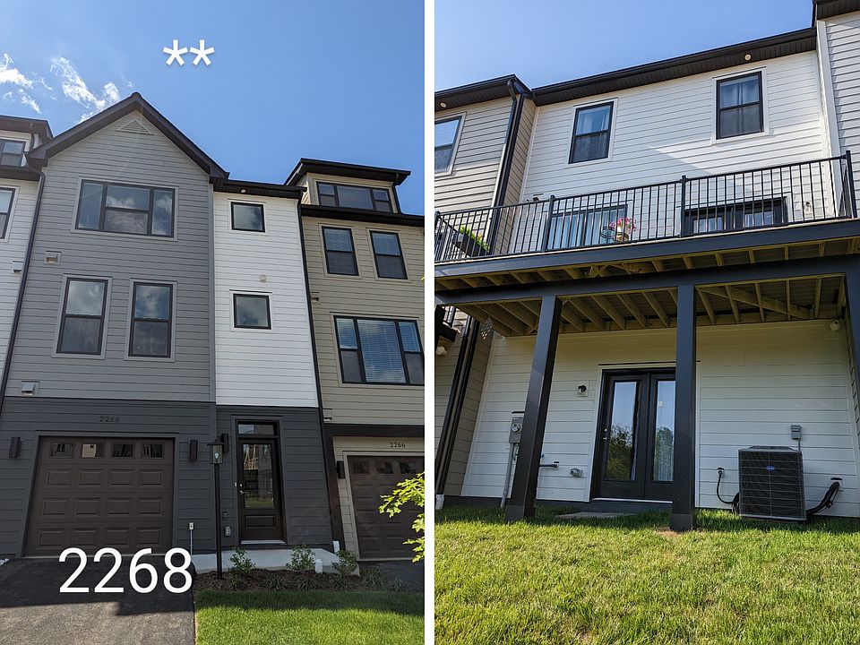 Front and rear views of modern townhome