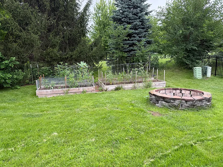 Garden boxes and fire pit