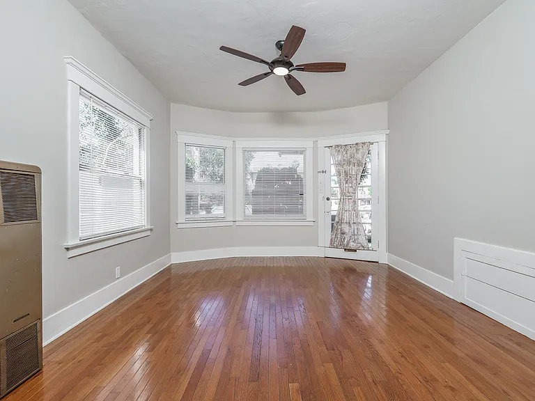 Living room with covered front porch