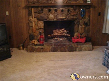 Custom rock fireplace