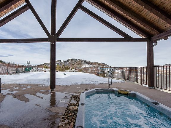 Outdoor pool and hot tub area