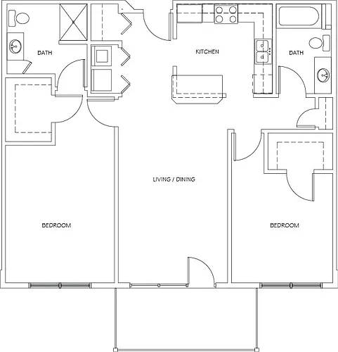 Floor plan 2 Bedrooms, 2 Bathrooms