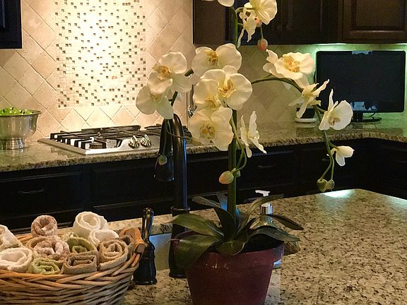 spacious island custom tile