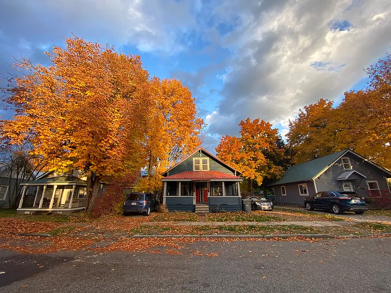 Shared front porch of duplex