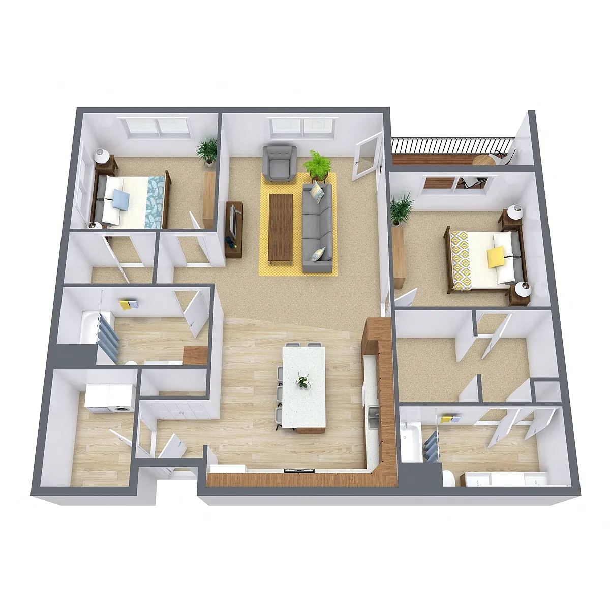 Floor plan Two Bedroom 22B