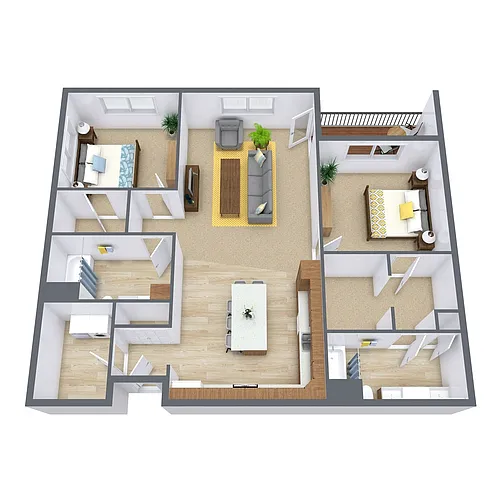 Floor plan Two Bedroom 22B