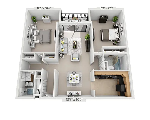 Floor plan Tower (2 Bedroom Split)