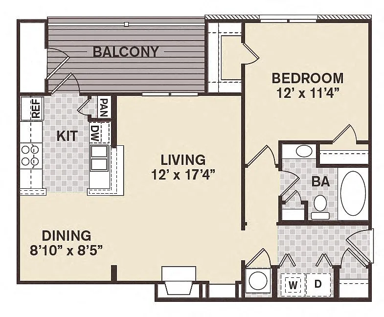 Floor plan 1B1B DR French Qtr -Renovated
