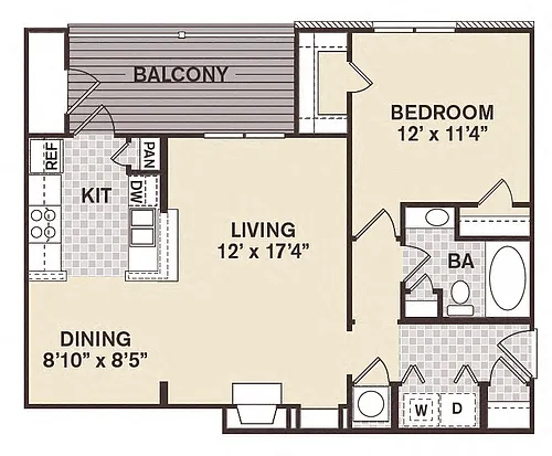 Floor plan 1B1B DR French Qtr -Renovated