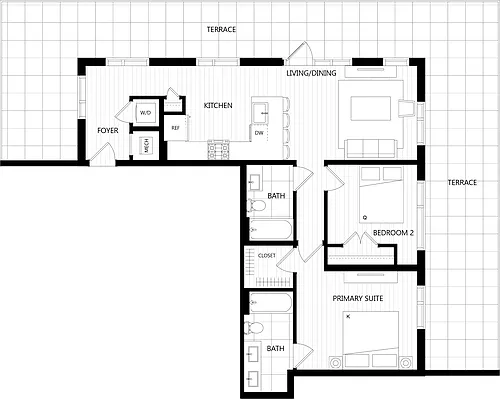 Floor plan 2 Bed/2 Bath-I16