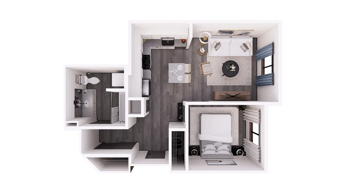 Floor plan 1X1 B