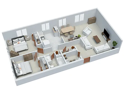 Floor plan 2BD 1BA Standard
