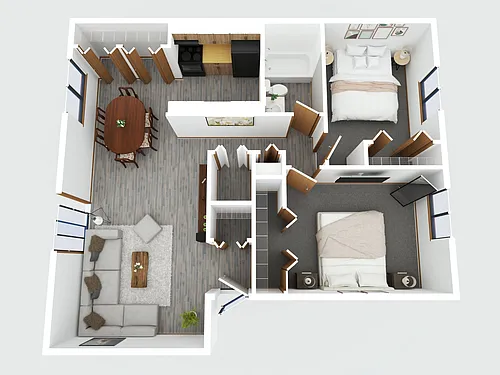 Floor plan 2 Bedroom, 1 Bath | Waterford