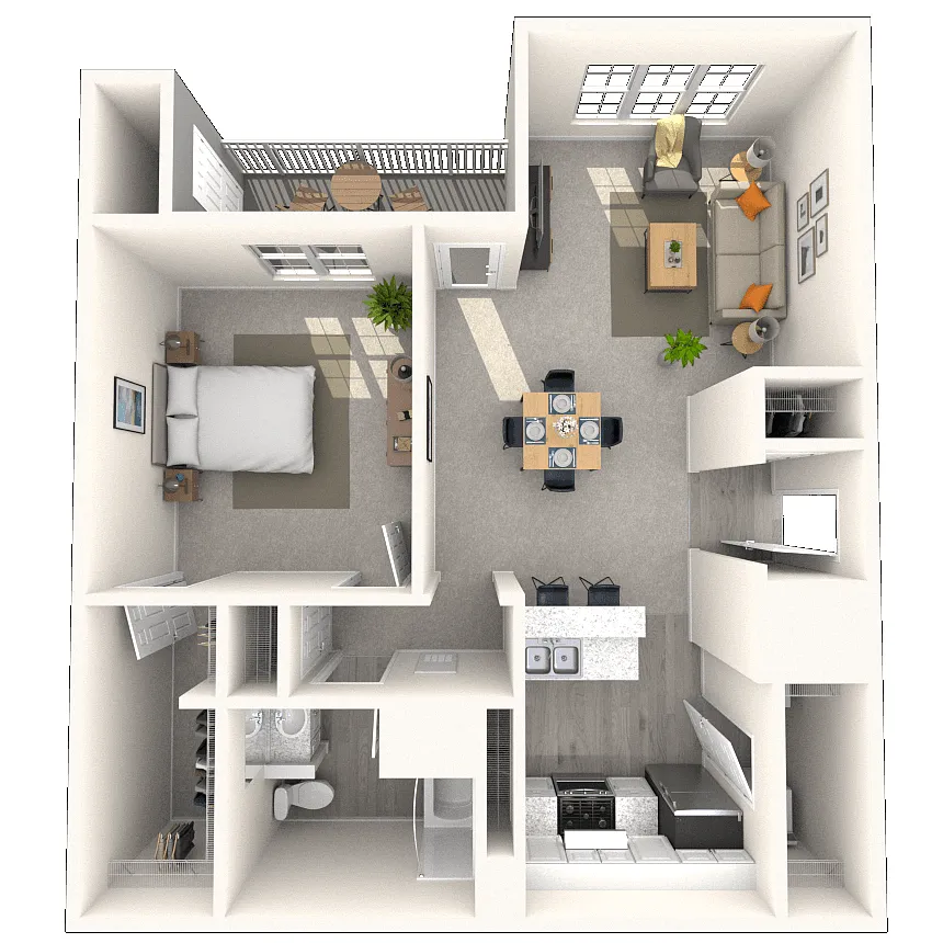 Floor plan Traditional 1x1 709-976 SF
