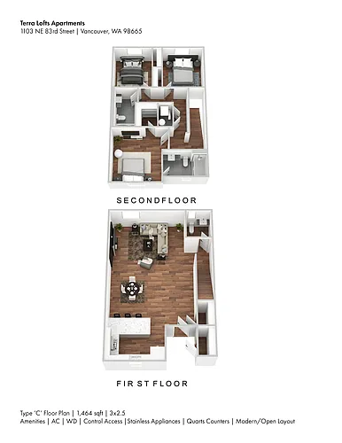 Floor plan Three Bedroom C Townhome
