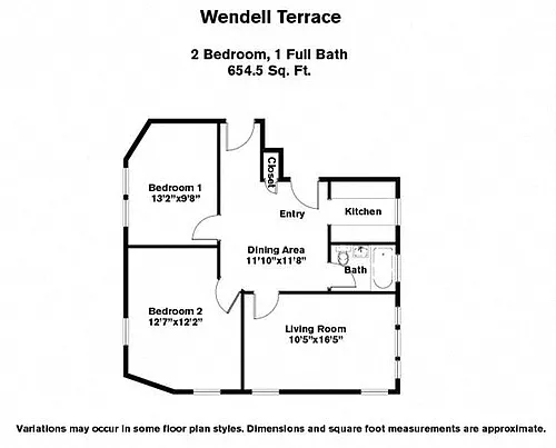 Floor plan 2 Bed/1 Bath