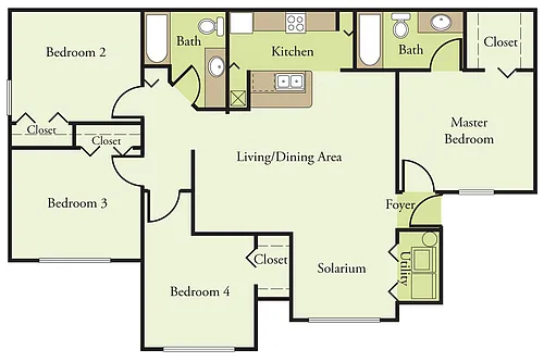 Floor plan Four Bedroom 60% Phase I