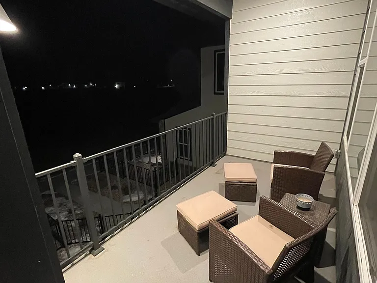 2nd floor Deck with seating overlooking open space