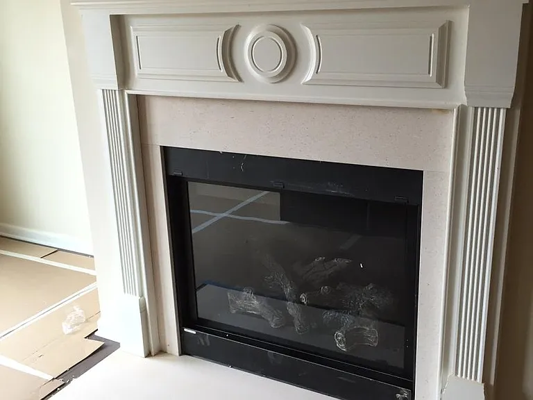 Beautiful Marble Fireplace in Family Room