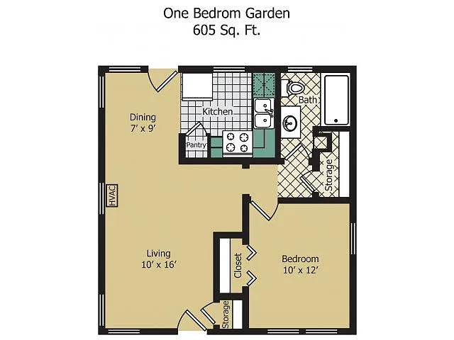 Floor plan One Bedroom Garden