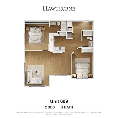 Floor plan Renovated 2x2 B