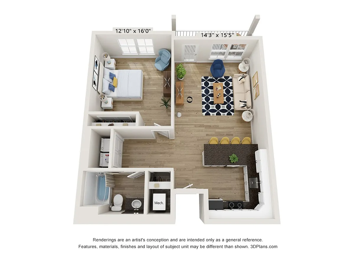 Floor plan 1 Bed A