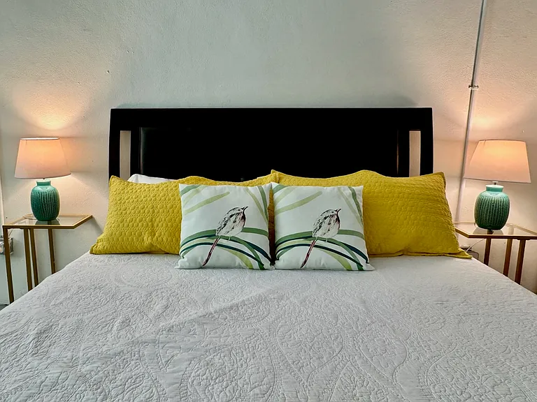 King Sized relaxation on a cedar wood bed frame w/ storage drawers!