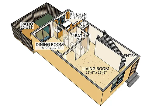 Floor plan Sundridge - 2 Bed, 1.5 Bath, Townhouse