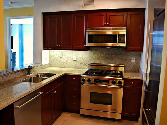 Kitchen w/granite counters and stainless steel appliances