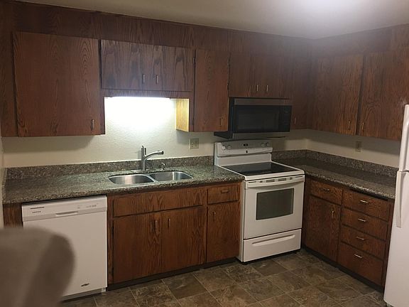 Kitchen view - brand new microwave.