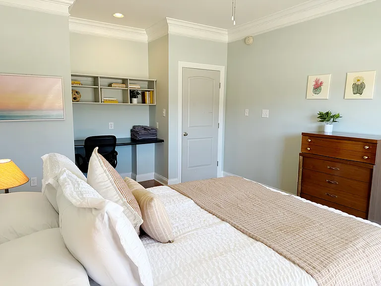 Workspace in two of the bedrooms lets you take care of business while away.