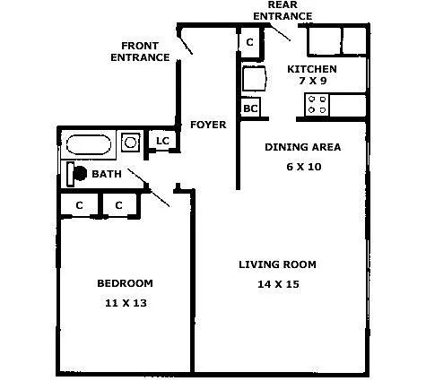 Floor plan 680 sqft