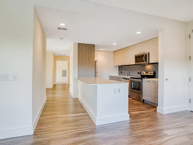 Wood-vinyl flooring living and dining area