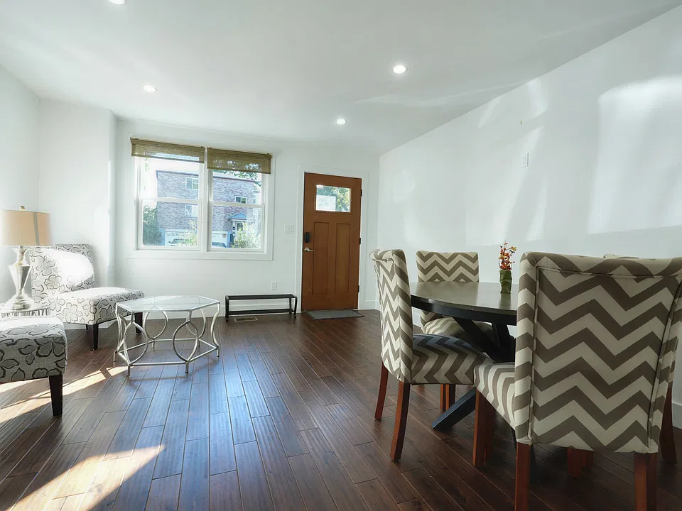 Living room and dining room