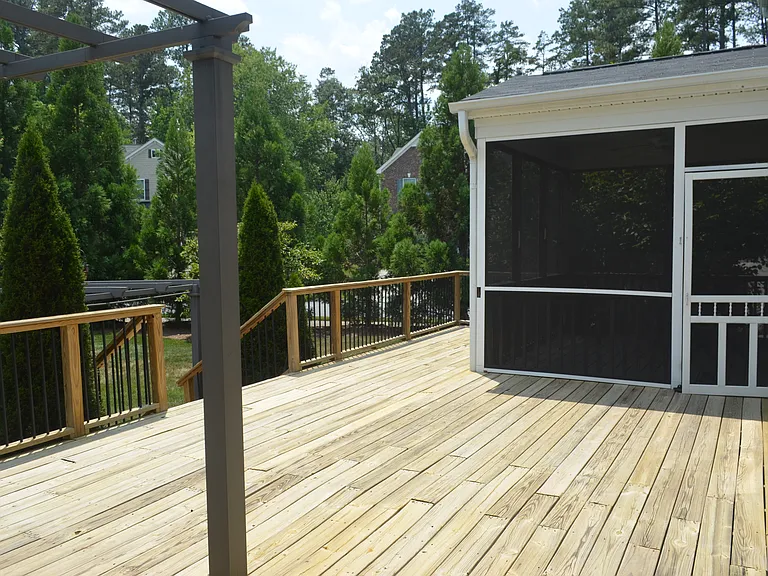 screened porch and deck