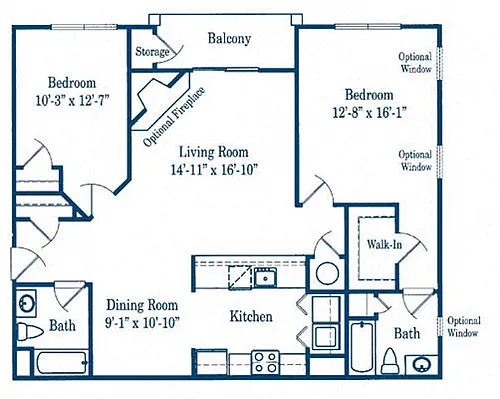 Floor plan Two Bedroom Two Bath