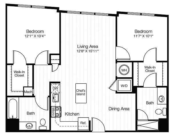 Floor plan B3A 2 Bedroom 2 Bath