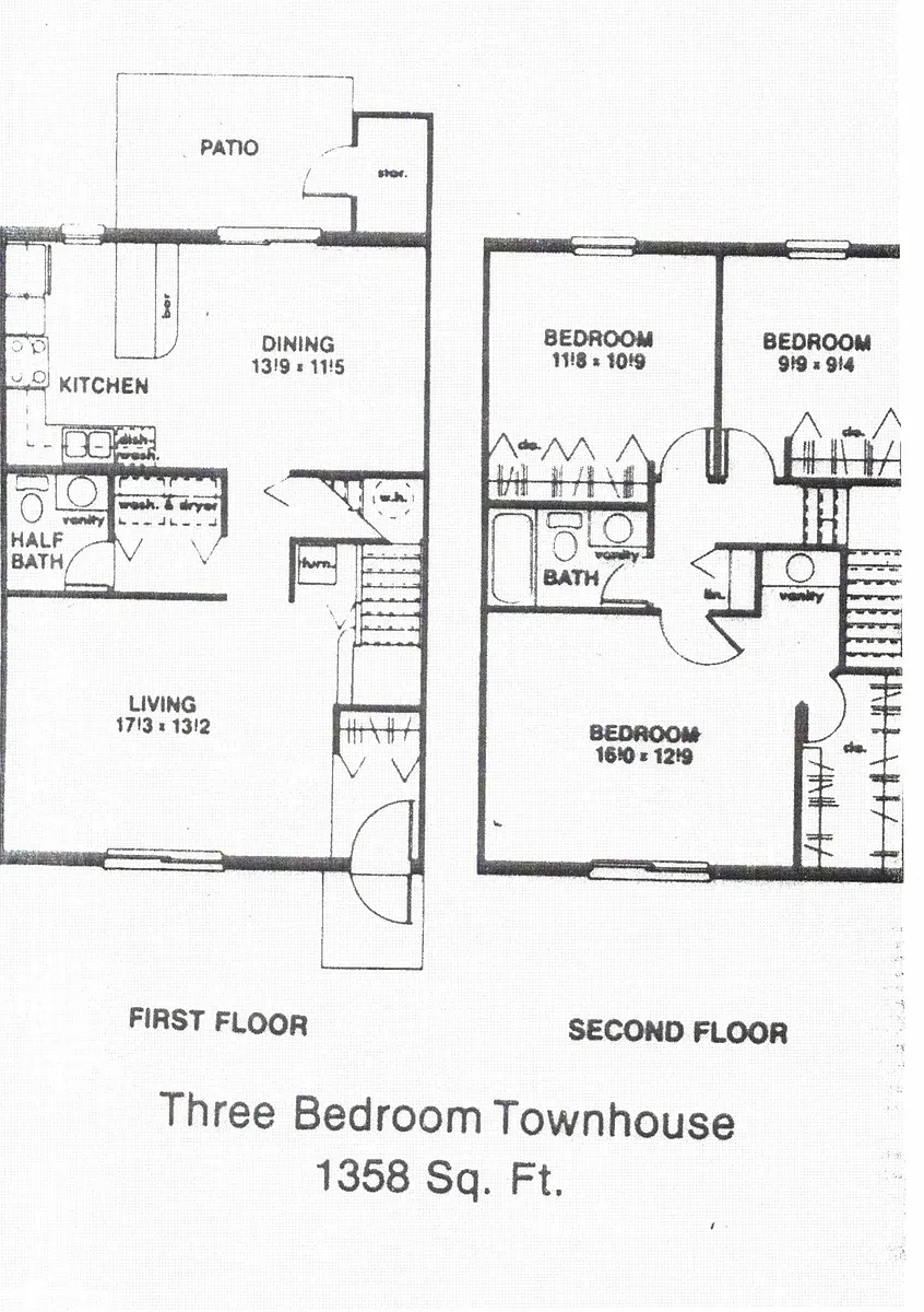 Floor plan 3 Bedroom Townhome
