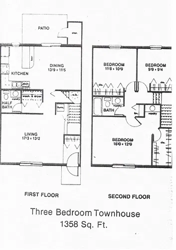 Floor plan 3 Bedroom Townhome