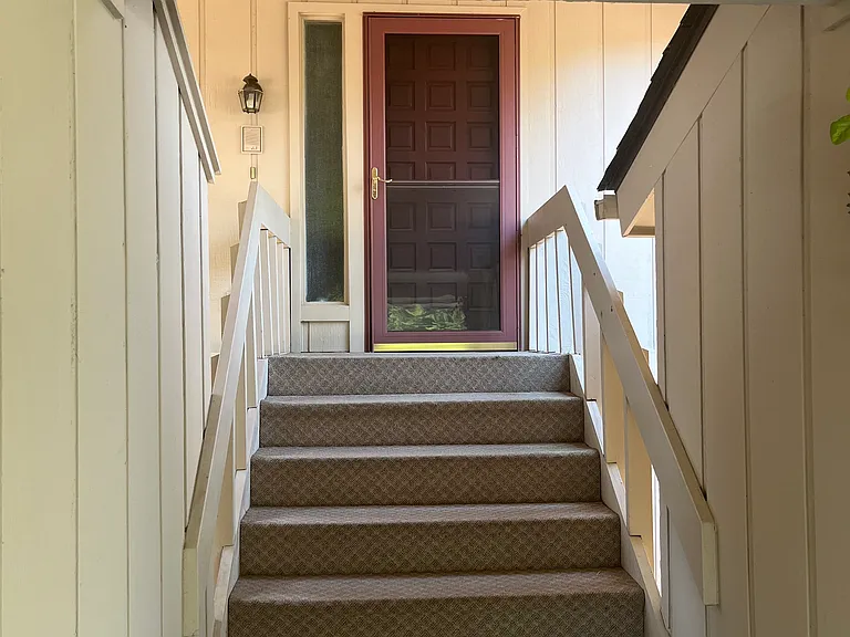 Entrance from covered parking.