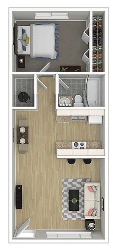 Floor plan 1 Bedroom / 1.0 Bath -