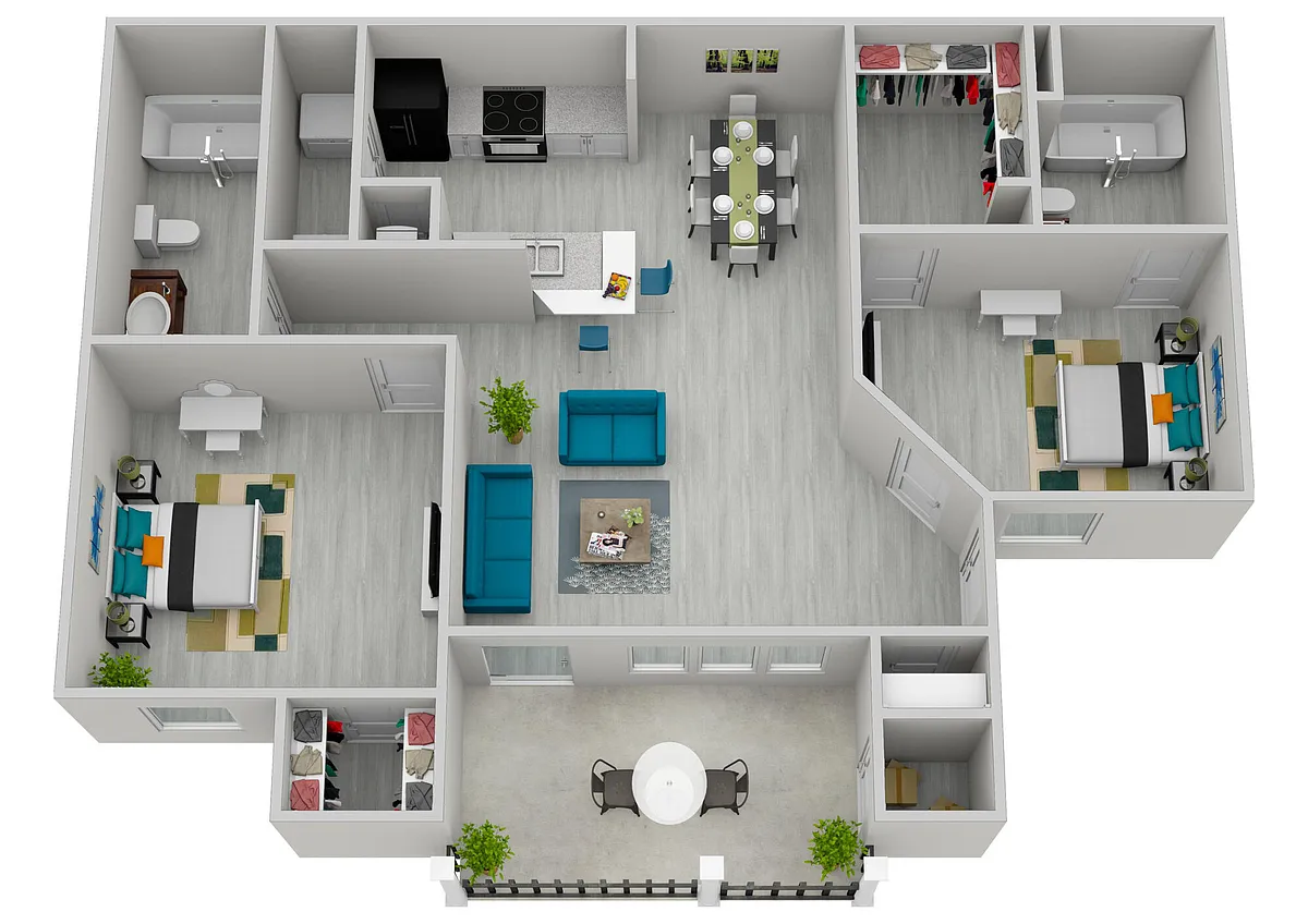 Floor plan 2 Bedroom, 2 Bathroom- Renovat