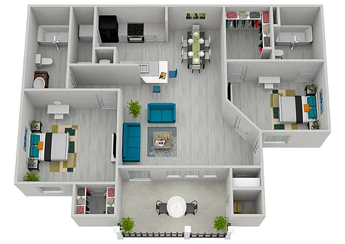 Floor plan 2 Bedroom, 2 Bathroom- Renovat