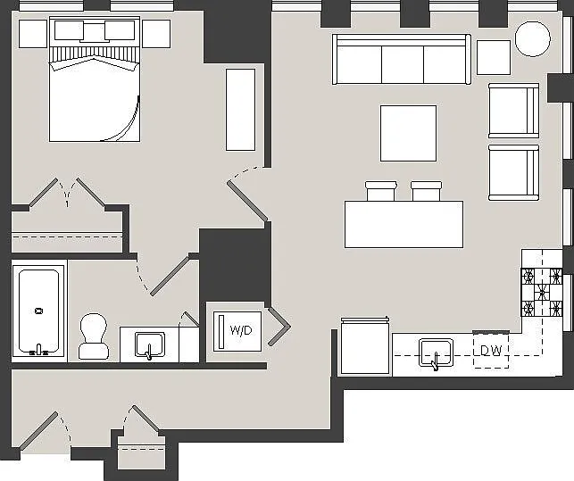 The Ludlow - A3 - 1 Beds - 1 Baths - 641 Sq. ft.