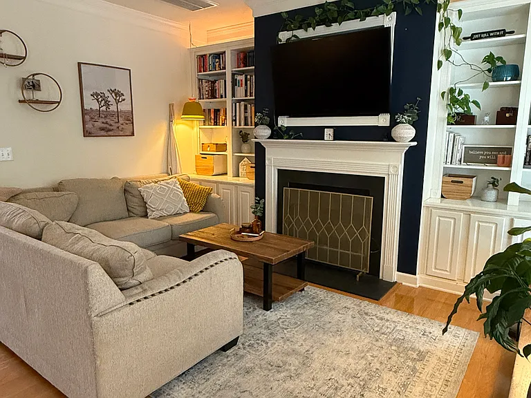 Living room; gas fireplace